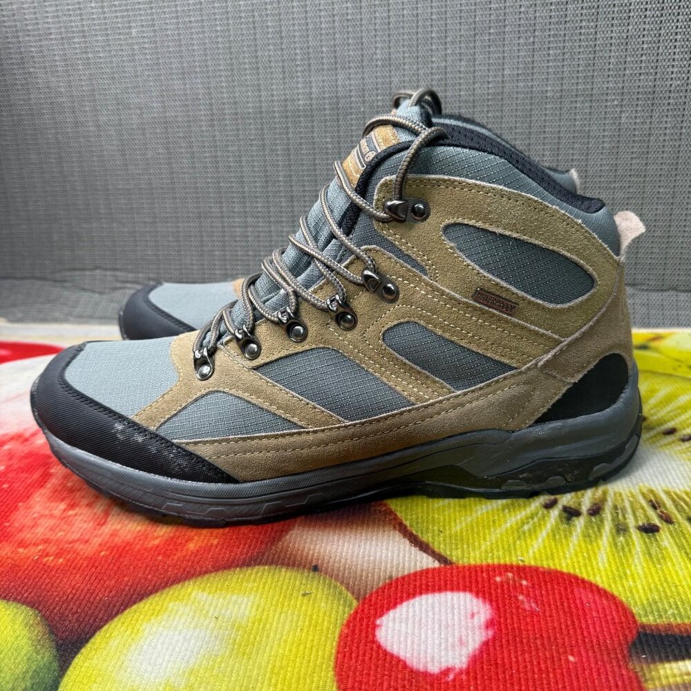 Coleman Mens 10.5M Tan/Gray Leather Waterproof Hiking Boots Outdoor Footwear